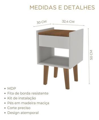 Imagem de Mesinha De Cabeceira Retrô Luxo Mdp 36x60 Cm