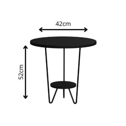 Imagem de Mesinha de Canto Apoio Lateral Sofá Italy Base de Ferro Tampo Redondo de Madeira