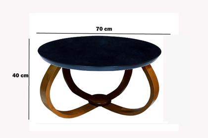 Imagem de mesinha de centro pés cebola TAMPO 70CM COM VIDRO