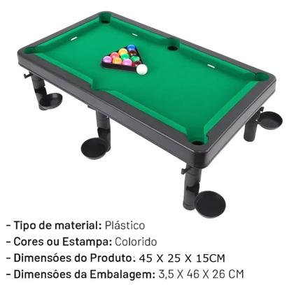 Imagem de Mesinha de Jogo Sinuca 45CM Infantil Snooker Brilhar Com 02 Tacos EM0004