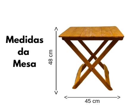 Imagem de Mesinha de Madeira Maciça 46x46 - Prática para Acampamentos e - Cor Preta  Imperdível
