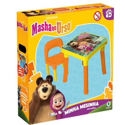 Imagem de Mesinha Desmontável Infantil Masha Urso + Kit Rush e Desenho