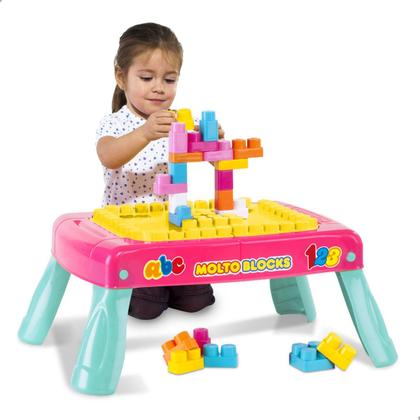 Imagem de Mesinha Educativa Criativa Baby Land Rosa Com 20 Blocos 8023 - Cardoso
