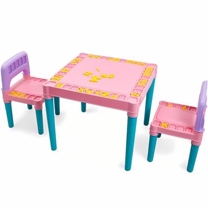 Imagem de Mesinha Infantil Colorida Com 2 Cadeira Menina - Tritec