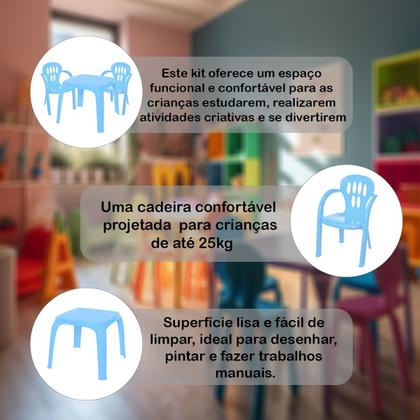 Imagem de Mesinha Infantil Com 2 Cadeiras Alimentação Atividades Didática P/ Crianças