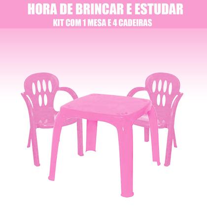 Imagem de Mesinha Infantil Com 4 Cadeiras Alimentação Atividades Didática P/ Crianças