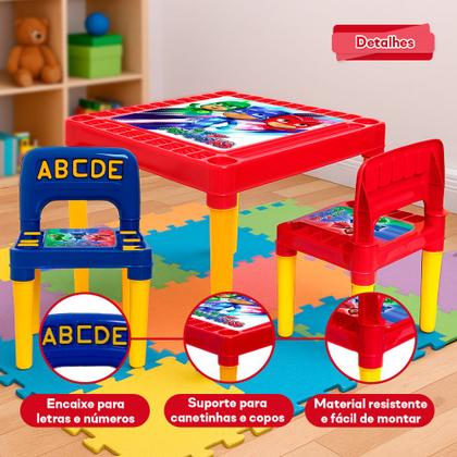 Imagem de Mesinha Infantil Com Cadeira Didática Resistente PJ Masks