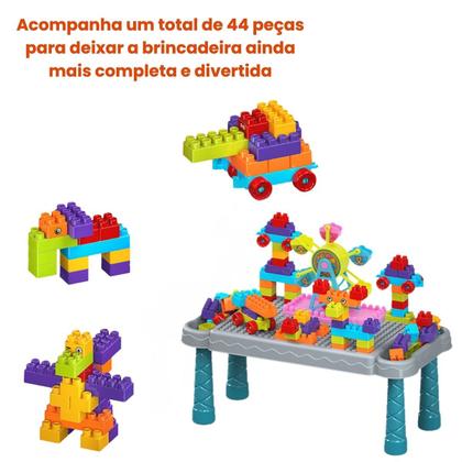 Imagem de Mesinha Infantil Educativa com Blocos Peças de Montar