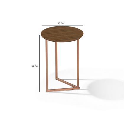 Imagem de Mesinha Lateral Redonda Pé De Ferro Cobre Estilo Industrial