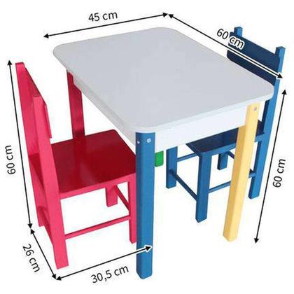 Imagem de Mesinha Madeira Retangular Com 2 Cadeiras