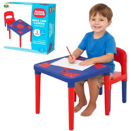 Imagem de Mesinha Mesa Infantil Cadeira Homem Menino Aranha Azul