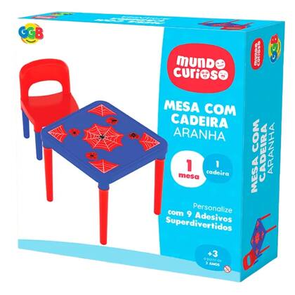 Imagem de Mesinha Mesa Infantil Cadeira Homem Menino Aranha Azul