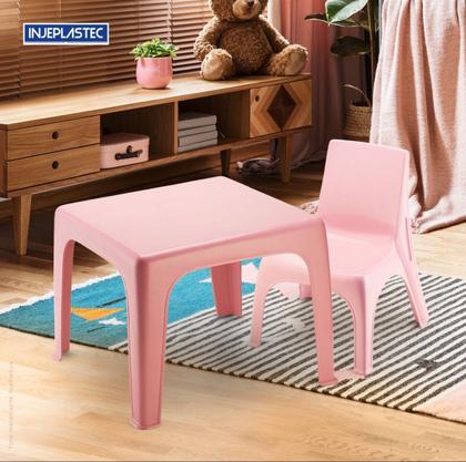 Imagem de Mesinha Mesa Kids Infantil Rosa 46x38 Cm + Cadeira Poltrona Infantil Educativa