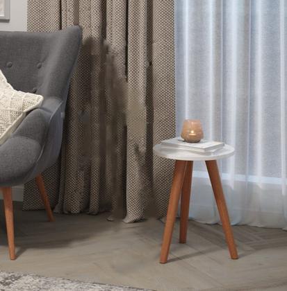 Imagem de Mesinha Off White Sofisticada De Mdf Redonda Pés Palito