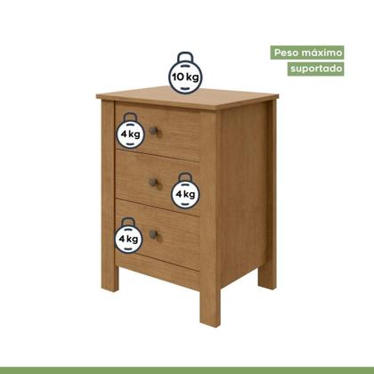 Imagem de Mesinha Para Cabeceira De Cama Com 3 Gavetas Mesinha Magiore Cor Amêndoa Clean