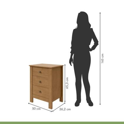 Imagem de Mesinha Para Cabeceira De Cama Com 3 Gavetas Mesinha Magiore Cor Amêndoa Clean