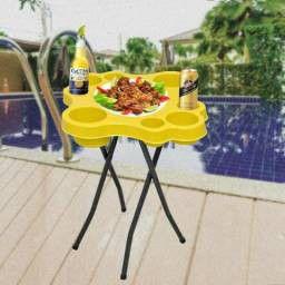 Imagem de Mesinha Pestiqueira Dobrável Reforçada  Lazer Piscina Churrasco Varias Cores