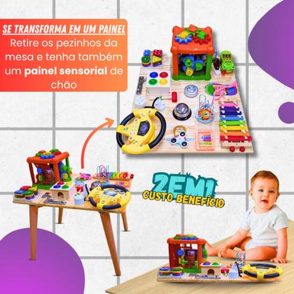 Imagem de Mesinha Sensorial Montessori Madeira 15 Atividades Infantil