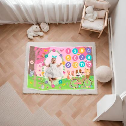 Imagem de Mesversario Jardim Encantado Cenario Para Fotos Do Bebe Com Moldura Menina Lençol 100% Poliester