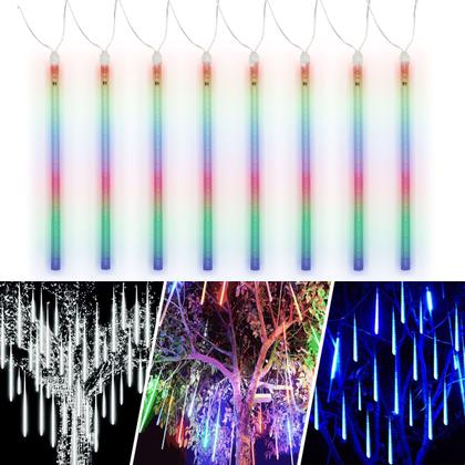 Imagem de Meteoro Cascata 8 Tubo Cores 2m Led Bastão Chuva Luz Pisca Natal Decoração natalina iluminação festa Merry Christmas Apartamento temporada