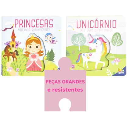 Imagem de Meu Primeiro Livro Quebra-cabeça Unicornios Princesas Kit 2 Livrinhos Cartonados Para Bebês - Todo Livro