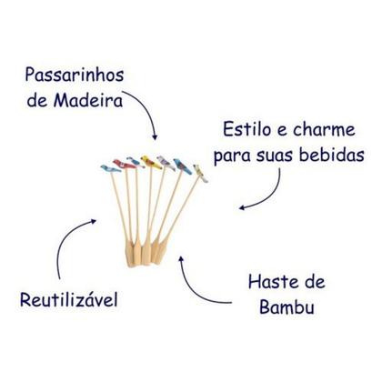 Imagem de Mexedor de Drink Kit 5 unidades Bebidas Cachaça Pinga