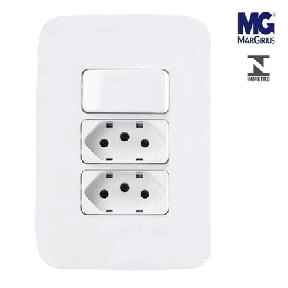 Imagem de MG B3 Conj 1 Int Simples 10A 250V + 2 Tom 2P+T 20A Branco 4x2
