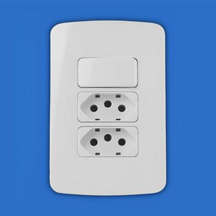 Imagem de MG B3 Conj 1 Int Simples 10A 250V + 2 Tom 2P+T 20A Branco 4x2