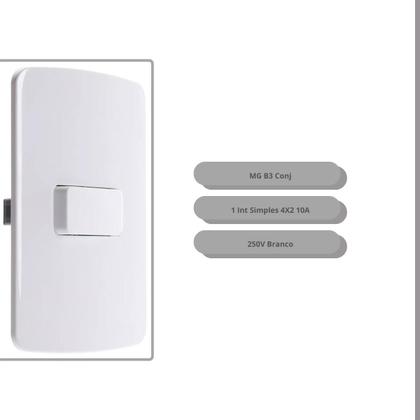 Imagem de MG B3 Conj 1 Int Simples 4x2 10A 250V Branco