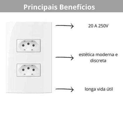Imagem de Mg conj 2 tomadas sleek 20a 4x2 branco