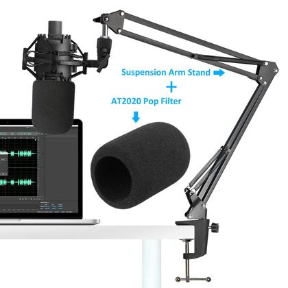 Imagem de Mic Boom Arm com pára-brisas e filtro Pop para Audio-Technica AT2020