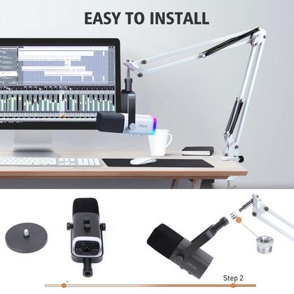 Imagem de Mic Boom Arm SUNMON White para Fifine AM8 com braçadeira de mesa