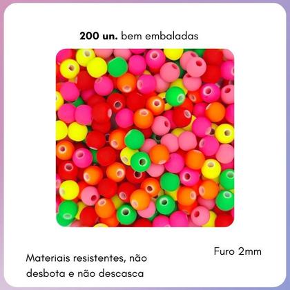 Imagem de Miçanga 200un Bola Emborrachada 6mm Artesanato Pulseira