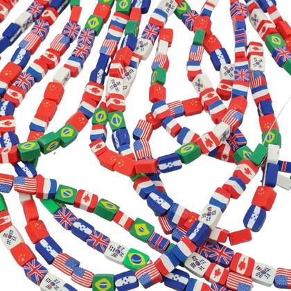 Imagem de Miçanga 400 un Fimo Bandeira Copa do Mundo Diy P/ Pulseira