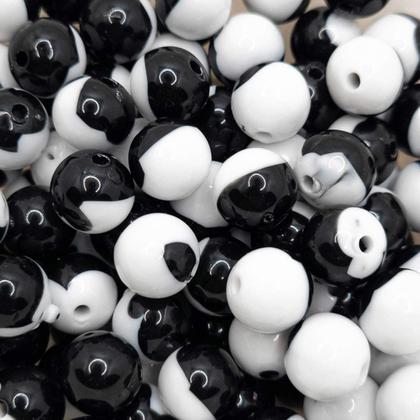 Imagem de Miçanga Bola Preto e Branco 11mm 100pçs Passante Biju 110g
