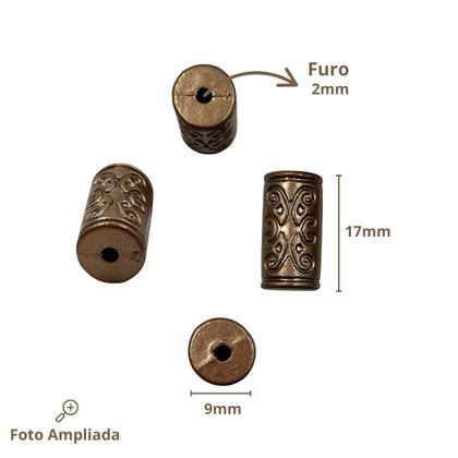 Imagem de Miçanga Cilindro 17x9mm 10pçs Cobre Passante Artesanato Biju
