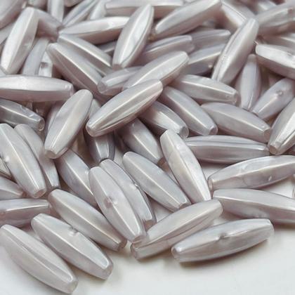 Imagem de Miçanga Oval Facetado Cinza 6x21mm 10pçs Passante Biju 6g