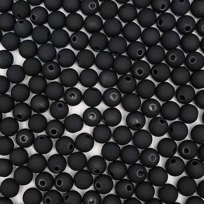 Imagem de Miçanga Passante Bola Emborrachada Plástico Preta 8mm 10pçs 4g