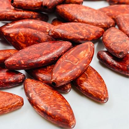 Imagem de Miçanga Passante Oval 31x13mm 50pçs Vermelho Marmorizado Biju 85g