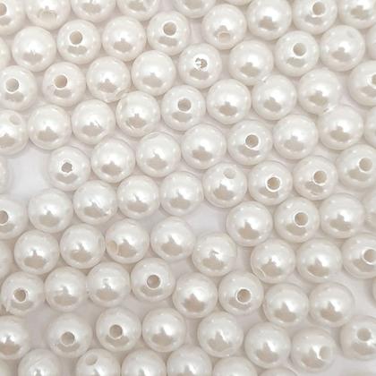 Imagem de Miçanga Passante Pérola Abs Branca 8mm 100pçs 40g