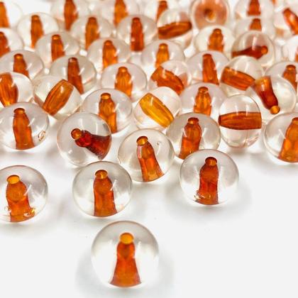 Imagem de Miçanga Redonda 11x15mm 50pçs Cristal Miolo Marrom Biju 85g