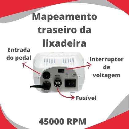 Imagem de Micro Motor De Unhas 45 Mil Rpm Porquinho Nail Drill Bivolt