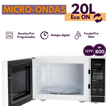 Imagem de Micro Onda Forno 20l Acabamento Branco/preto 110v Mras21
