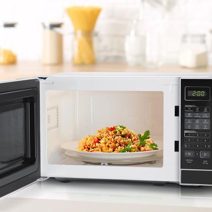 Imagem de Micro-ondas 20 Litros Midea MRAS21 com Função Tira Odor e ECO Branco com Porta Preta 110V