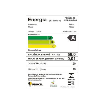 Imagem de Micro-Ondas 20 Litros Philco PMO23B Branco 220v