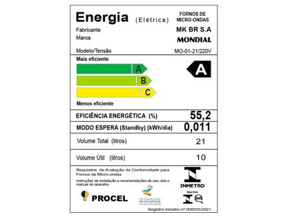 Imagem de Micro-ondas 21 litros 1200W 10 níveis de potência - MO-01-21E (220V)