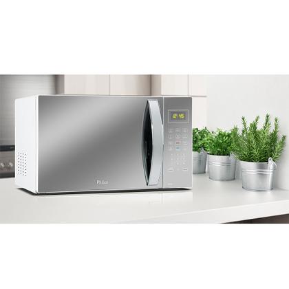 Imagem de Micro-ondas 34 Litros Philco PMO34EB Função Tira Odor e Limpa Fácil Branco com Porta Espelhada 110V