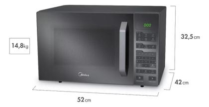 Imagem de Micro-ondas 35L Prata Porta Espelhada SmartPlate Midea 127V