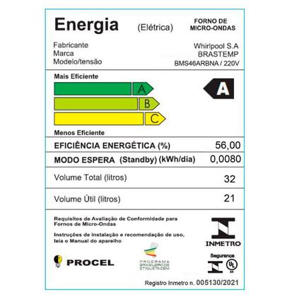 Imagem de Micro-ondas Brastemp 32 Litros 18 Receitas Pré-Programadas BMS46AR