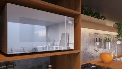 Imagem de Micro-ondas Brastemp 32 Litros cor cinza espelhado com Menu Gourmet - BMS46AR